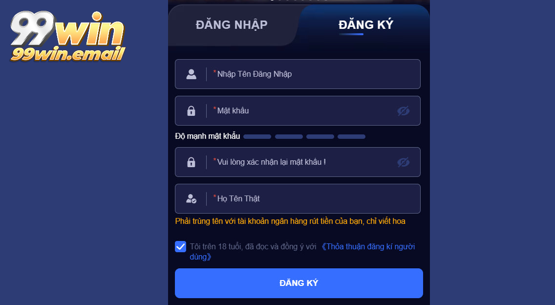Hướng dẫn đăng ký và đăng nhập vào nhà cái 99win